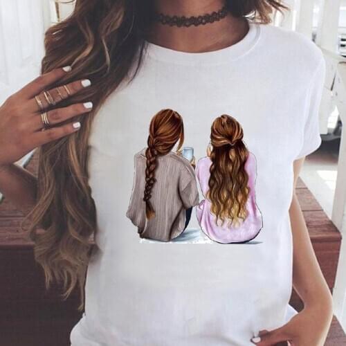 Women Graphic Trend Style Sister Cartoon Friends 90s Summer Casual Fashion Print Female Clothes Tops Tees Tshirt T-Shirt