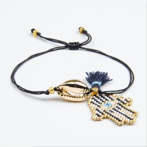 1pcs simple and stylish bohemian gold-plated shell tassel woven bracelet jewelry