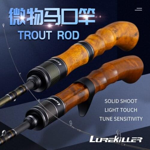 100% Original Lurekiller Japan Fuji Guides Portalbe Trout Rod 1.4M Wood Handle Solid Carbon Tip UL Spinning/Casting Rod Pike Rod