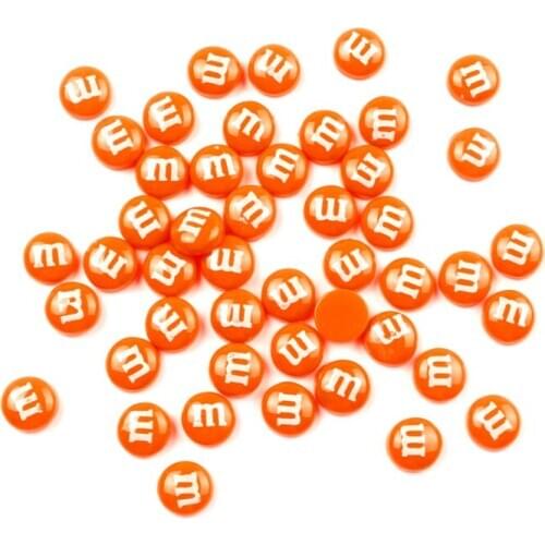 100Pcs 8mm Orange Resin Decoration Crafts Letter M Bead Flatback Cabochon Scrapbook DIY Accessories Buttons