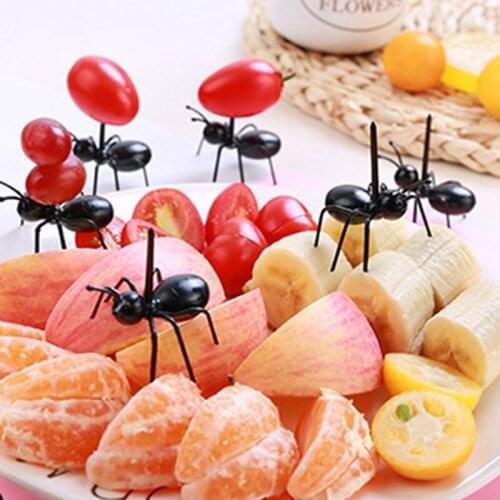 12Pcs Fruit Pick Toothpick Party Decoration Animal Cartoon Children Snack Cake Dessert Food Ant Fruit Fork Funny