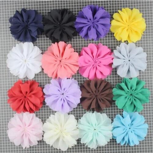 20pcs/lot Chiffon Flower Artificial Hair Flower For Kids Girl Headband Hair Clips Diy Hair Accessory