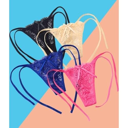 Sexy Transparent Women Panties Luxury Floral Lace Straps Thong Transparent G String Underwear 1/2/3pcs