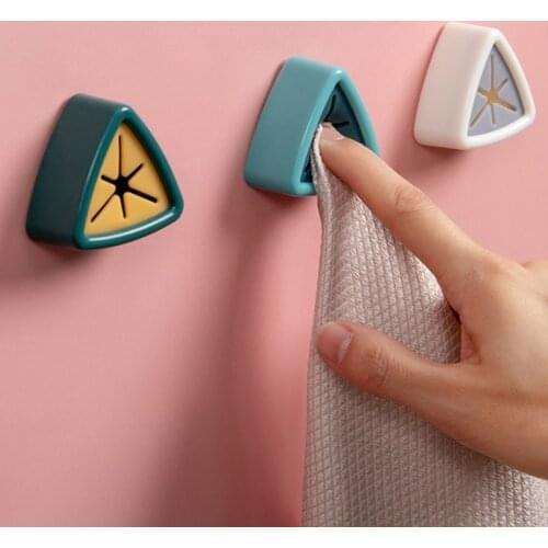 5 Pcs Wash Cloth Clip Towel Plug Holder Punch Free Self-adhesive Hook Wall Mount Bathroom Towel Organizer Kitchen Accessories Ha