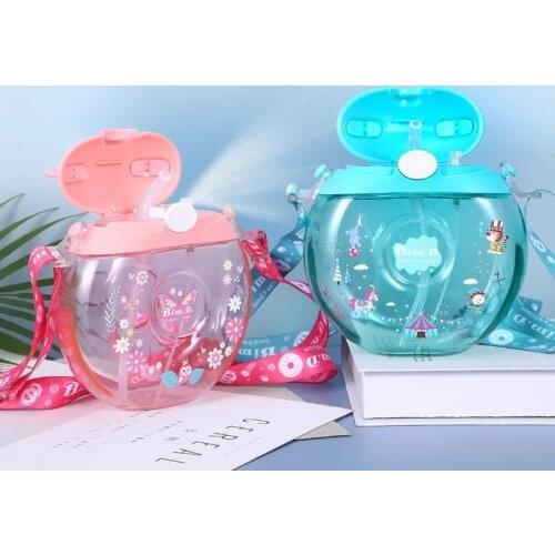 500ml Cute Water Bottle Donuts Plastic Spray Travel Bottle With Straw Portable Baby Nipple Bottle Sippy Cup Girl Gift Water Pot