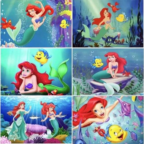 Disney Ariel The Little Mermaid 5D DIY Diamond Painting Lightning Cross Stitch Full Square/Round Diamond Mosaic Home Decor Gift