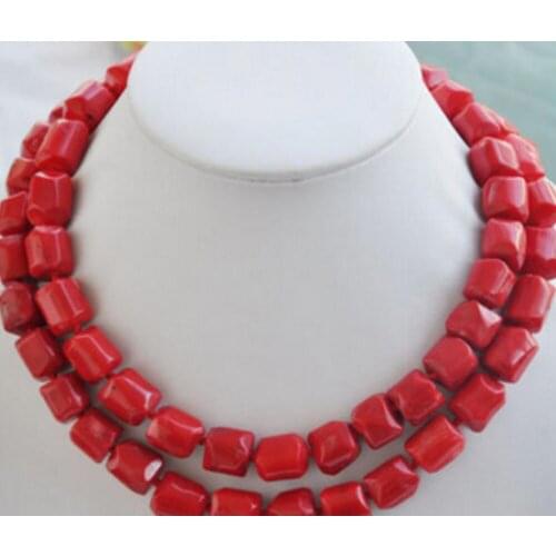 Free shipping natural 35" 13x15mm massive red coral bead NECKLACE
