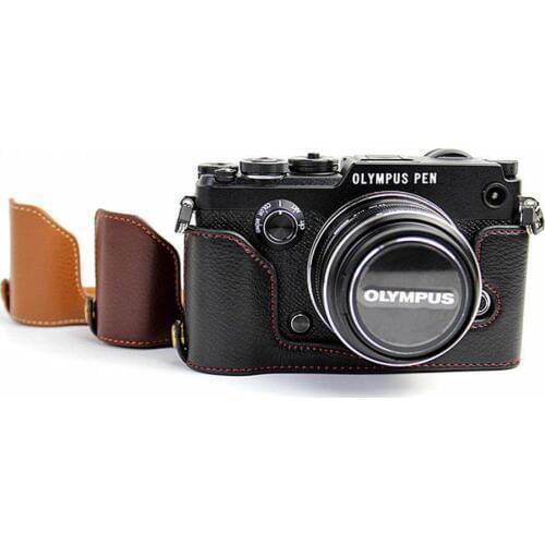Half PU leather case bag grip cover Buttom for Olympus PEN-F