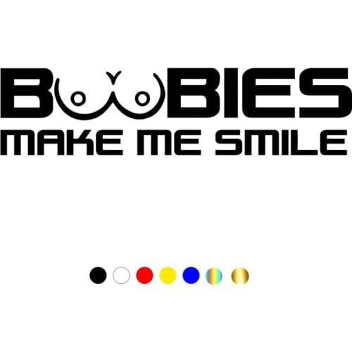 CS-1600#25*6cm Boobies make me smile reflective funny car sticker vinyl decal silver/black for auto car stickers styling