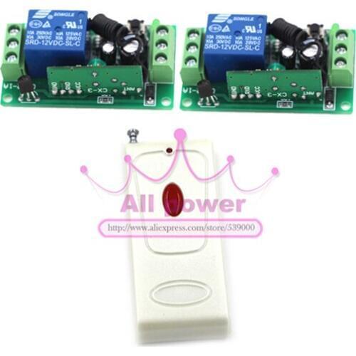 DC 12V 1 CH RF Wireless Remote Control Switch System,1 X Transmitter + 2 Receiver,315/433MHZ