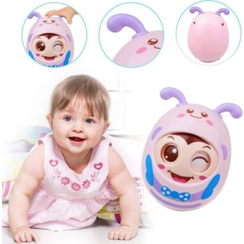 Baby Rattles Mobile Doll Bell Blink Eyes Tumbler Roly-poly Silicon Teether Toy Fun For Newborns Gift Baby 0-12 Months Toys