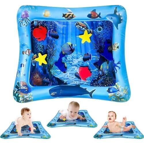 Baby Inflatable Aquarium Water Playing Mat Tummy Time Toy Water Cushion Infants Toddlers Water Fill Prostrate Water Mat Pad