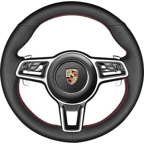 For Porsche Panamera Macan DIY Leather Interior Car Steering Wheel Cover car accessories