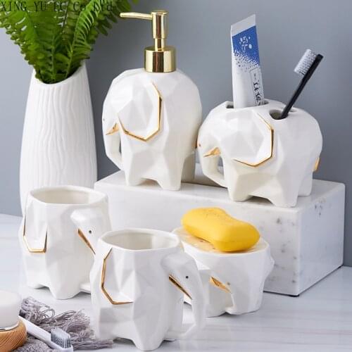 Household Bathroom Five-piece Set Creative Mouthwash Cup Toothbrush Holder Set Lotion Bottle Soap Tray Simple Bathroom Supplies