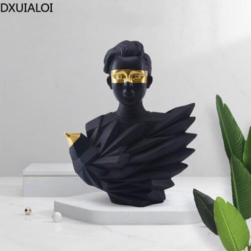 DXUIALOI Modern Simple Creative Resin Black Plaster Sculpture Art Modeling Living Room Desktop Decoration Home Decoration