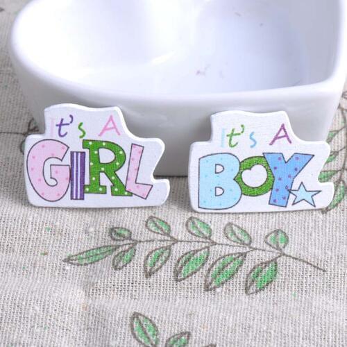 Blue/pink Boy/Girl Printed Wood Buttons Handmade Scrapbooking Art Craft 20pcs 27x35mm MT0626