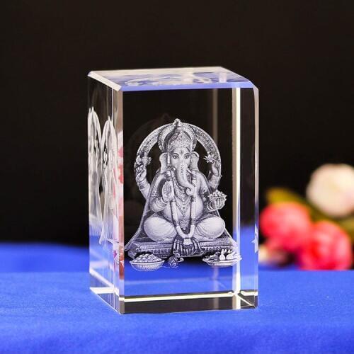 GOOD # OFFICE HOME Best gift Decor India Japan Southeast Asia Ganesha Elephant Wealth GOD 3D Crystal Image Decoration-FREE SHIP