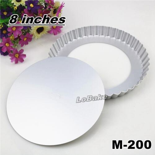 8 inches loose-bottom aluminium alloy round flower wavy side pie pan pizza stone pancake cheesecake mold chrysanthemum disk