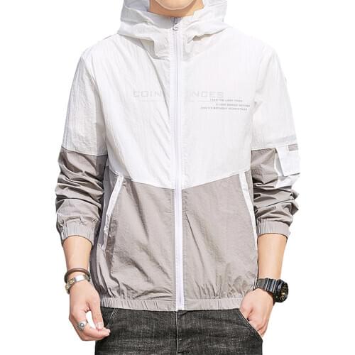 Summer casual mens rash guards coat handsome fashion ultra-thin breathable loose sunscreen clothes simple printed jacket