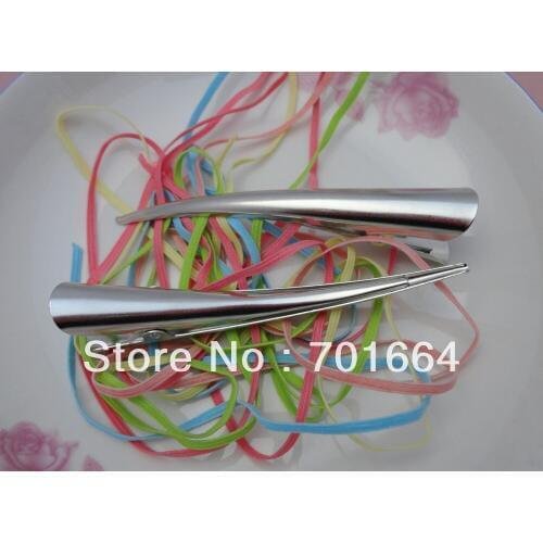 10PCS 11.0cm 4.35" Silver Finish plain Metal Beak Clip no teeth for hair dressing salon girls' accessories