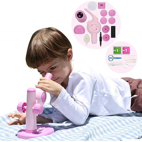 Microscope Kit Lab LED Home School Science Educational DIY Toy Gift Refined Biological Microscope For Kids Children