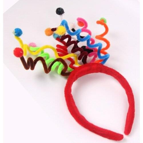 Fashion Colorful Spring Pompon Funny Hairband for Girl Kids Carnival Hair Accessories Headband Headwear For Party Supplies Gift