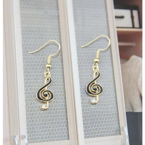Fashion Charm Rhinestones Music Notes Earrings For Women Elegant And Beautiful Ladies Long Earring Jewelry Gifts