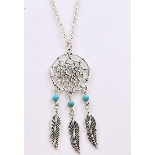 Fashion Tibetan Silver Dream Dream Catcher & Feather & Bead Charms Statement Necklace&Pendants DIY Jewelry For Woman 10pcs B377