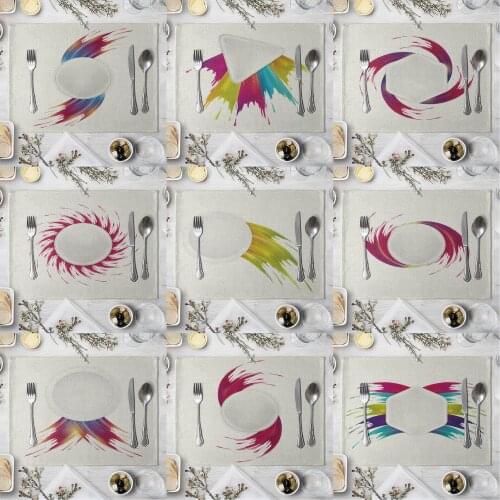 Fashion Print Rectangle Cotton Linen Western Style Table Pad Cut Mats Placemat for Dinner Kitchen Table 40x30cm