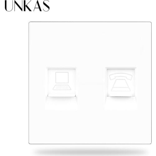 UNKAS B8 DIY Modules Matching RJ45 Internet Computer Jack RJ12 Telephone Port For Wall Power Socket Free Combination Outlet