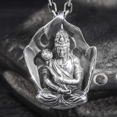 Solid 999 Sterling Silver handmade Buddha amulet mens pendant Charm jewelry A5680