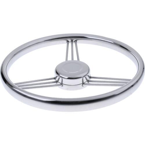 Stainless Steel 13" Steering Wheel With Knob 3 Spoke Fits For Marine Yacht
