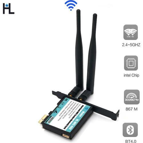 Desktop wifi adapter ngff m.2 key a Pci-e Wireless Network mini PCI-E Card Adapter support 802.11 AC/B/G/N/A Bluetooth4.0