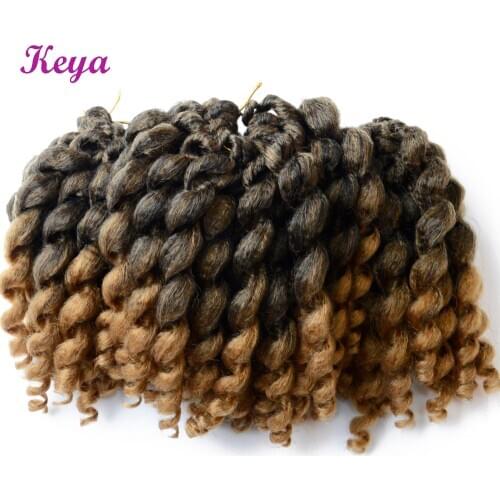 Ombre Jumpy Wand Curl Crochet Braids 22 Roots Jamaican Bounce Crochet Hair 8 Inch Synthetic Hair Extension for Black Women