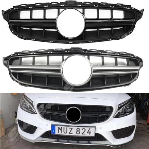 Car Front Racing Billet Bumper Grille Upper Facelift Grill For Mercedes-Benz W205 C-Class 2015 2016 2017 2018