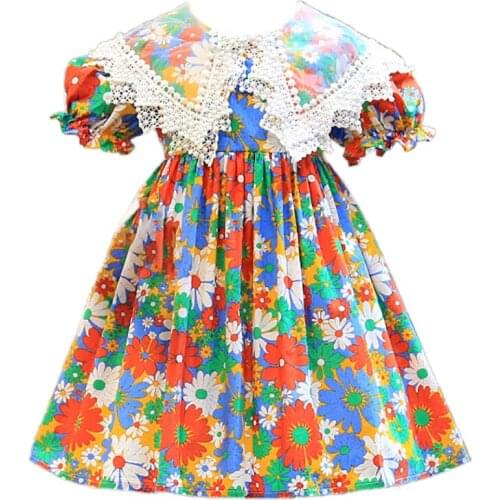 3-7Yrs Girls Floral Dresses 2021 New Fashion Sweet Kids Flowers Costumes Children Sleeveless Vestidos Toddler Baby Clothing