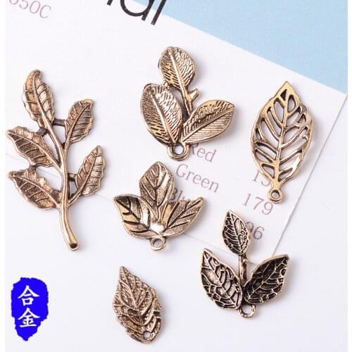 60pcs simple leave Charm Retro Pendant For Women Necklace Making Fit Bracelet DIY Jewelry Accessory
