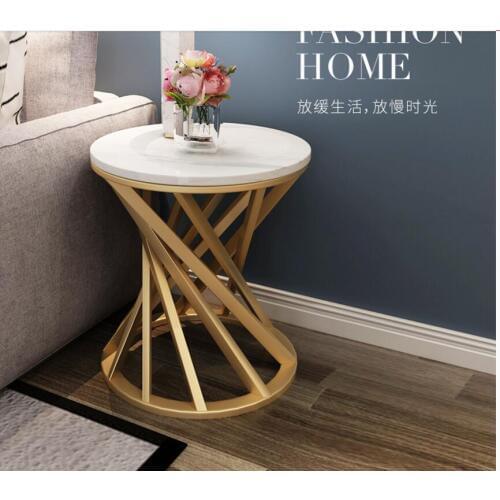 Simple modern Nordic artificial marble coffee table corner sofa side cabinet corner balcony wrought iron small coffee table