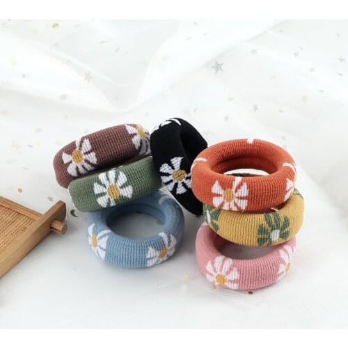 Daisy Flower Hairband Elastic Rubber Band Hair Ties Women Girsl Ponytail Holder Headwear Hair Tie Scrunchie Hair Accessories
