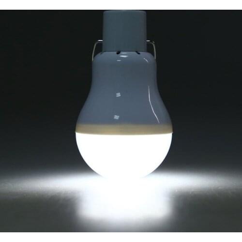 Solar-powered LED Bulb White Light Rechargeable Portable Outdoor Solar Lamp for Camping Fishing Night Emergency