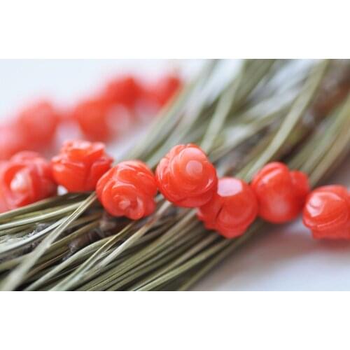 S2506 17" 11mm Natural Pink Coral Rose Necklace