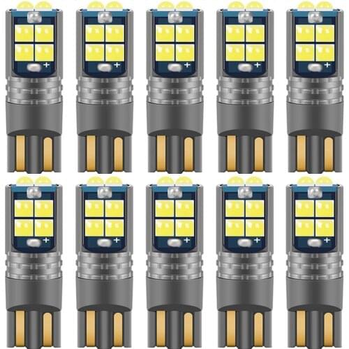 10PCS T10 W5W 168 Super Bright LED Bulb Auto Interior Reading Dome Lamp Wedge Car Parking Light White Red Amber Crystal Blue 12V