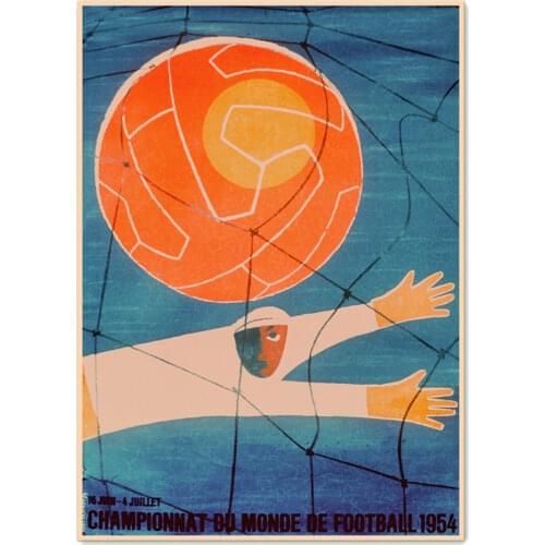 "Switzerland1954 WORLD CUP" Vintage Football Posters Painting Wall Sticker Brown Retro Matte Kraft Paper Print Art Home Decor 4