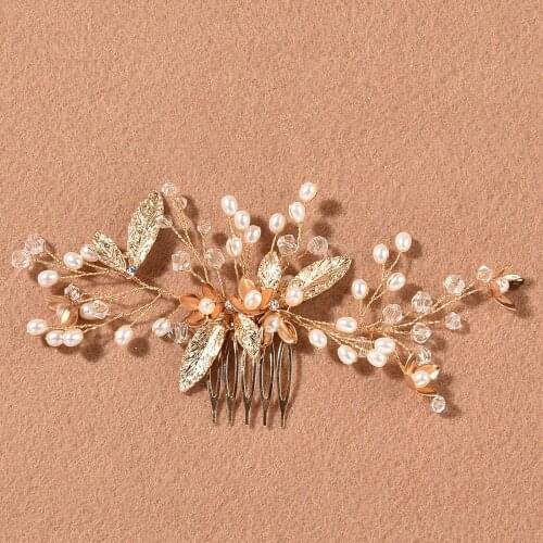 Women Classical Hair Comb Crystal Leaf Barrette Headdress Bridal Vintage Wedding Hair Accessories Back Comb Hair Ornament Trendy