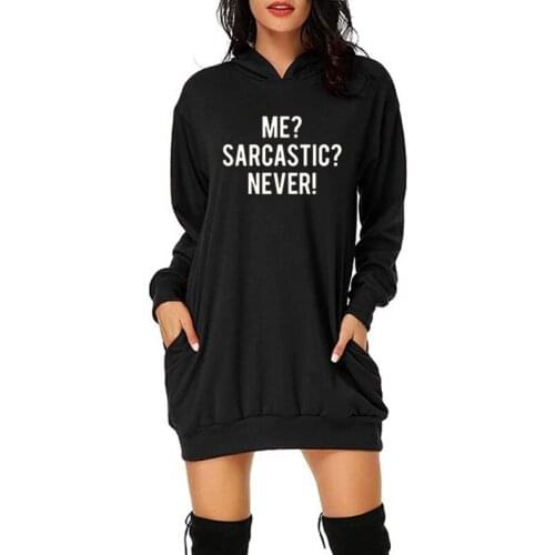 ME SARCASTIC NEVER Letter Print Winter Hoodies Sweatshirt Women Long Sleeve O-Neck Casual Hoodies Tops Harajuku Streetwear