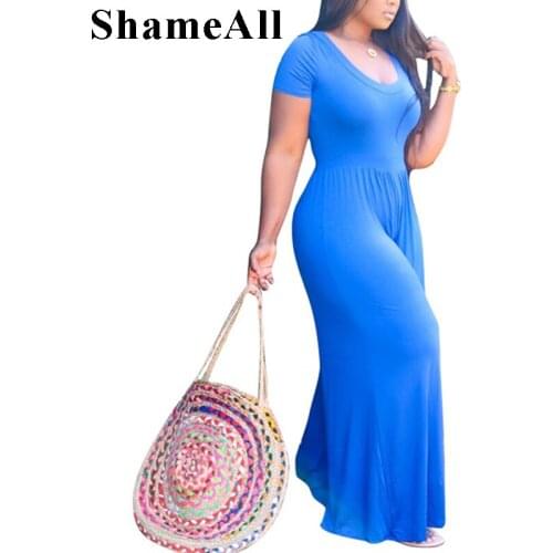 Women Summer Plus Size Wide Leg Ladies Jumpsuits 4XL Zipper Back Cotton Club One Piece Outfit Rompers Elegance Loose Overalls