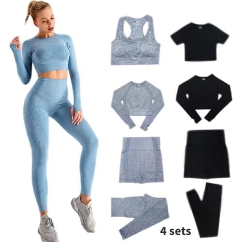 Women fitness sports suits seamless yoga set gym clothes crop top sport bra high waist running shorts leggings workout pants