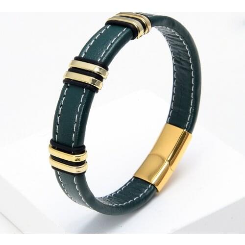 New Green Rope Chain Leather Bracelet & Bangle For Women Fashion Stainless Steel Jewelry Wedding Friends Gift