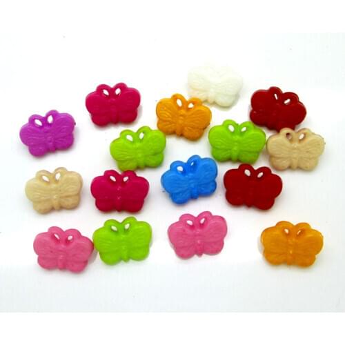 100Pcs Mixed Acrylic Butterfly Shape Sewing Buttons For Kids Clothes Scrapbooking Decorative Botones Handicraft DIY Accessories