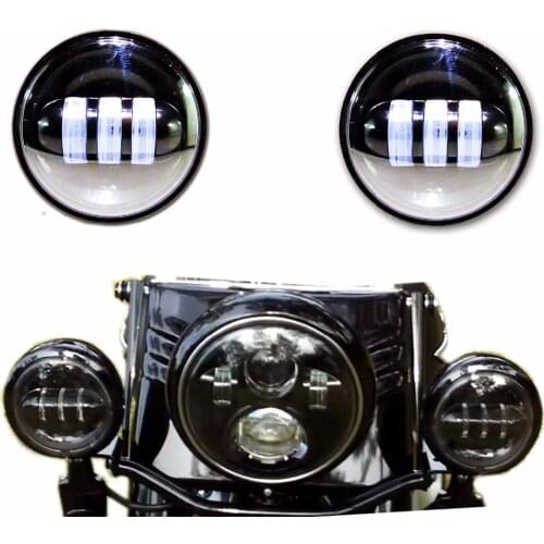 2 Pcs 4.5 INCH Motorcycle Led Fog Lamp 4-1/2" 30W Black Silver LED Auxiliary Fog Passing Light for Harley